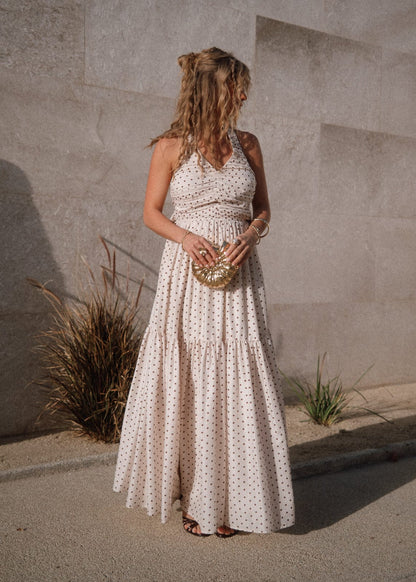 chic size inclusive model wearing JessaKae Bali Dress