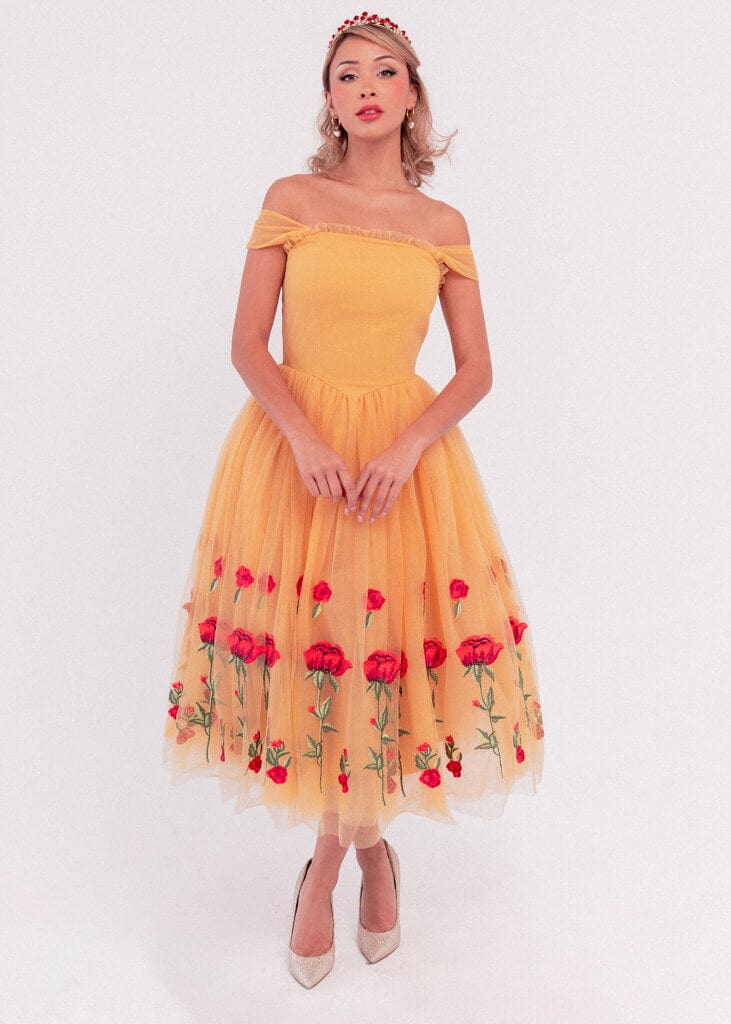 chic size inclusive model wearing JessaKae Belle Dress Dresses Dress_Belle Yellow / XXS