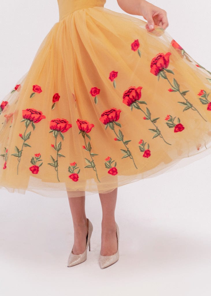 chic size inclusive model wearing JessaKae Belle Dress Dresses Dress_Belle Yellow / XXS