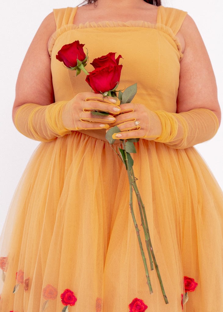 chic size inclusive model wearing JessaKae Belle Dress Dresses Dress_Belle Yellow / L