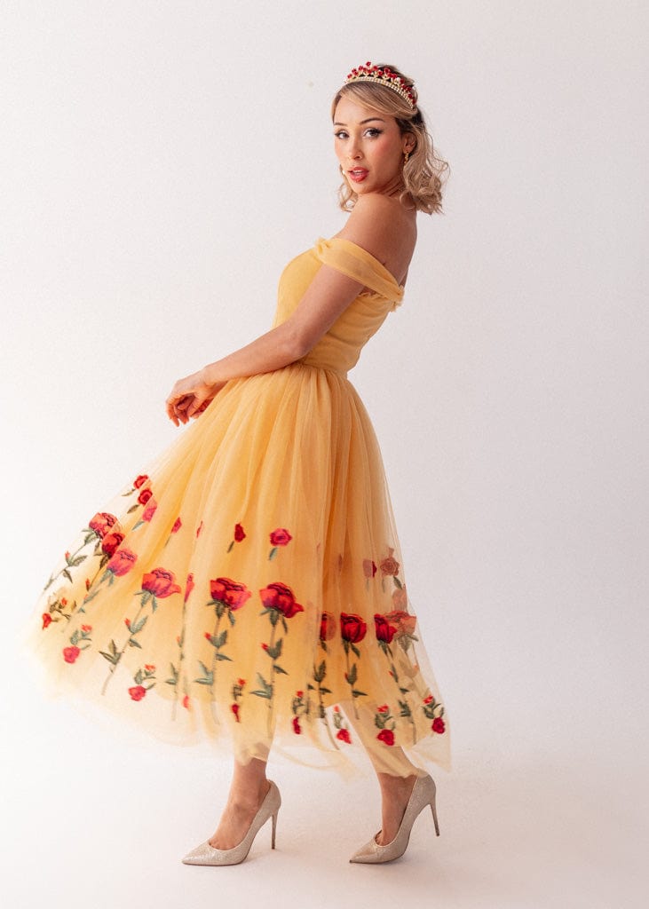 chic size inclusive model wearing JessaKae Belle Dress Dresses Dress_Belle Yellow / XXS