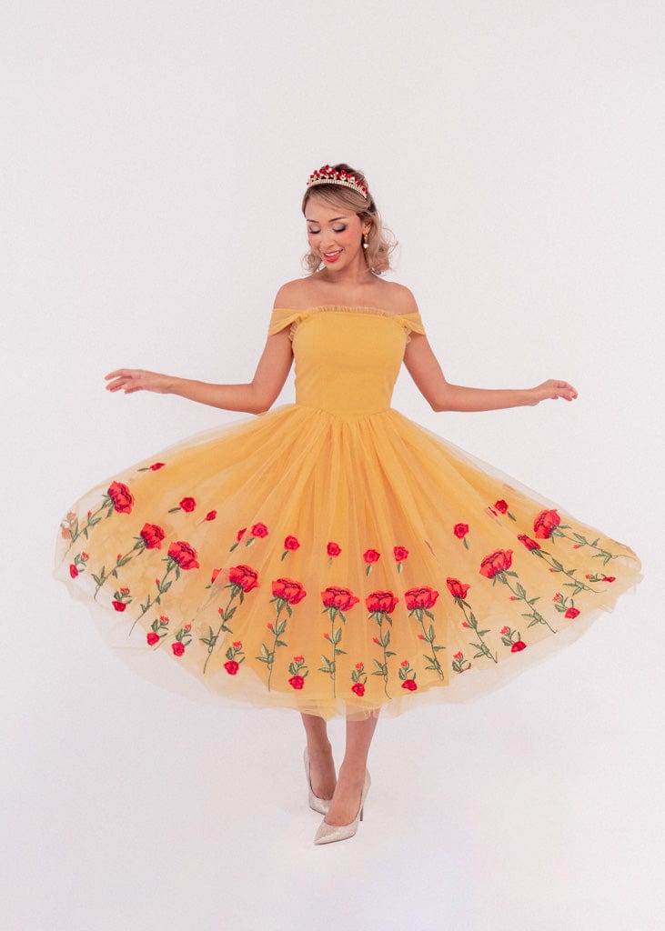 chic size inclusive model wearing JessaKae Belle Dress Dresses Dress_Belle Yellow / XXS