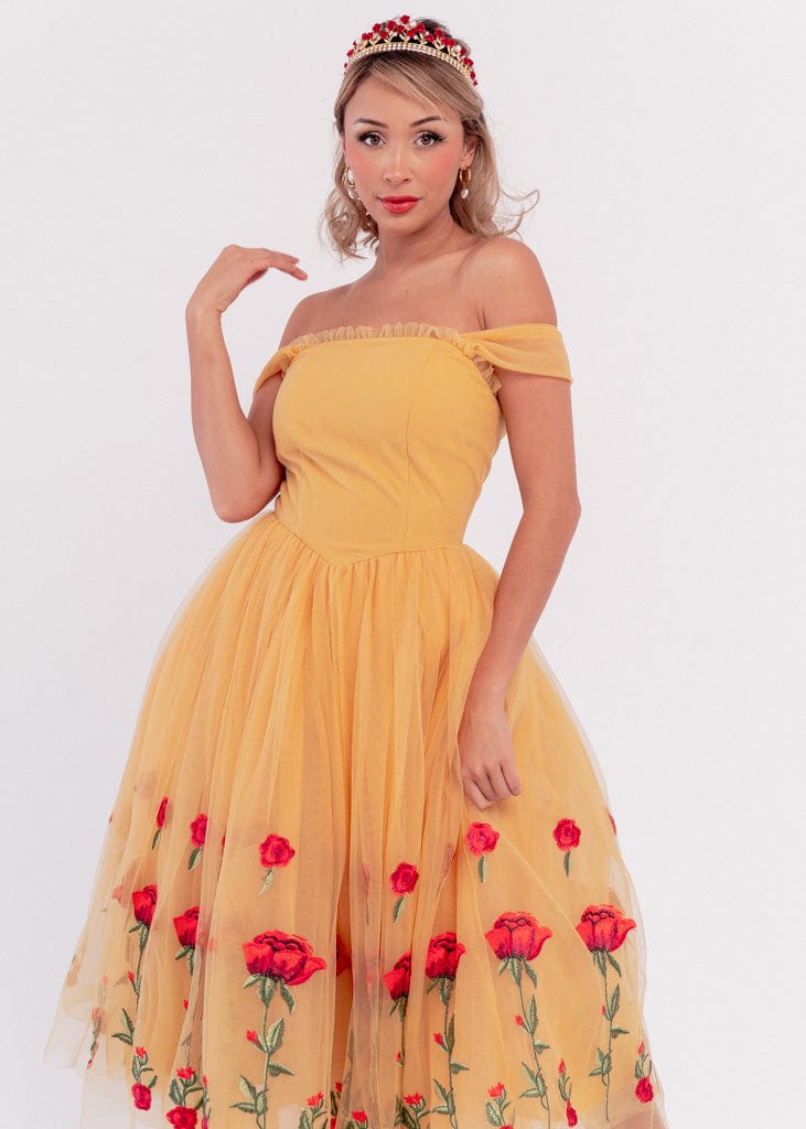 chic size inclusive model wearing JessaKae Belle Dress Dresses Dress_Belle Yellow / XXS