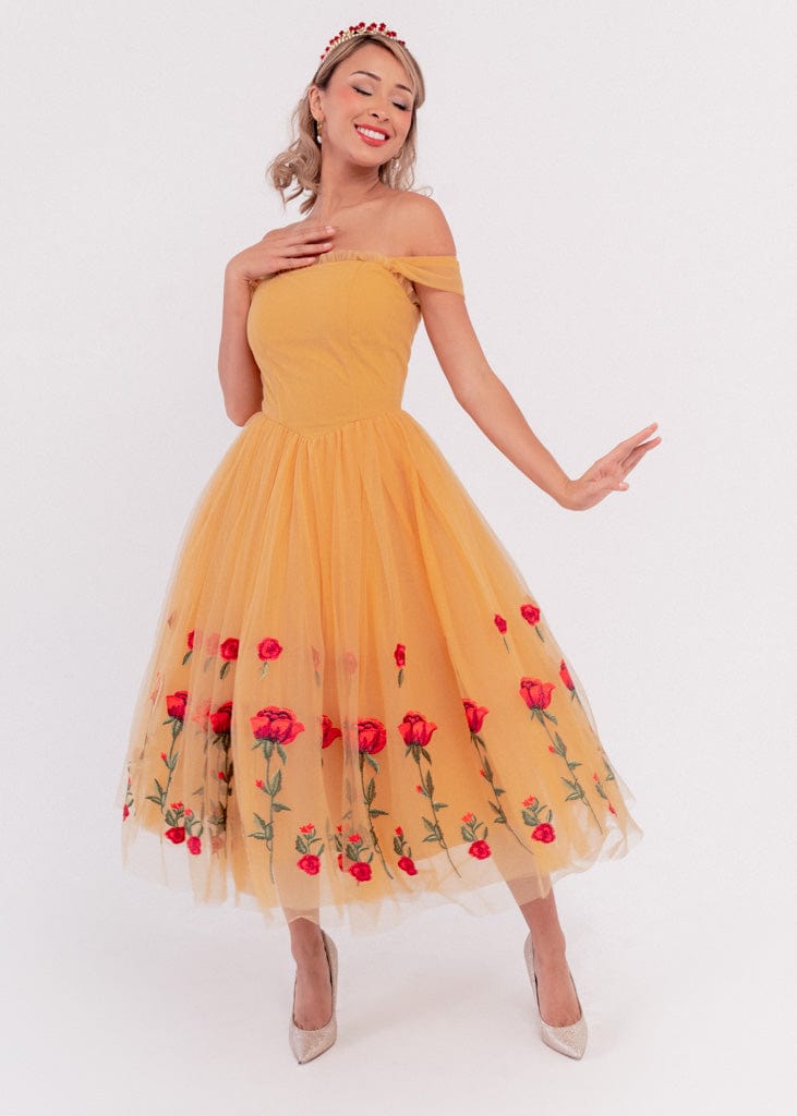 chic size inclusive model wearing JessaKae Belle Dress Dresses Dress_Belle Yellow / XXS