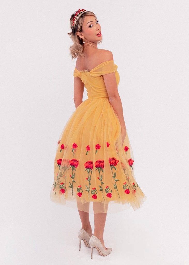 chic size inclusive model wearing JessaKae Belle Dress Dresses Dress_Belle Yellow / XXS