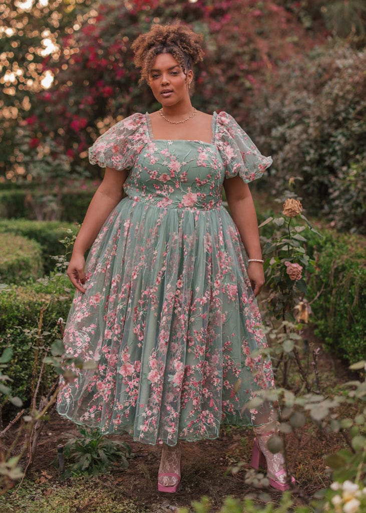 chic size inclusive model wearing JessaKae Blushing Meadow Dress Dresses