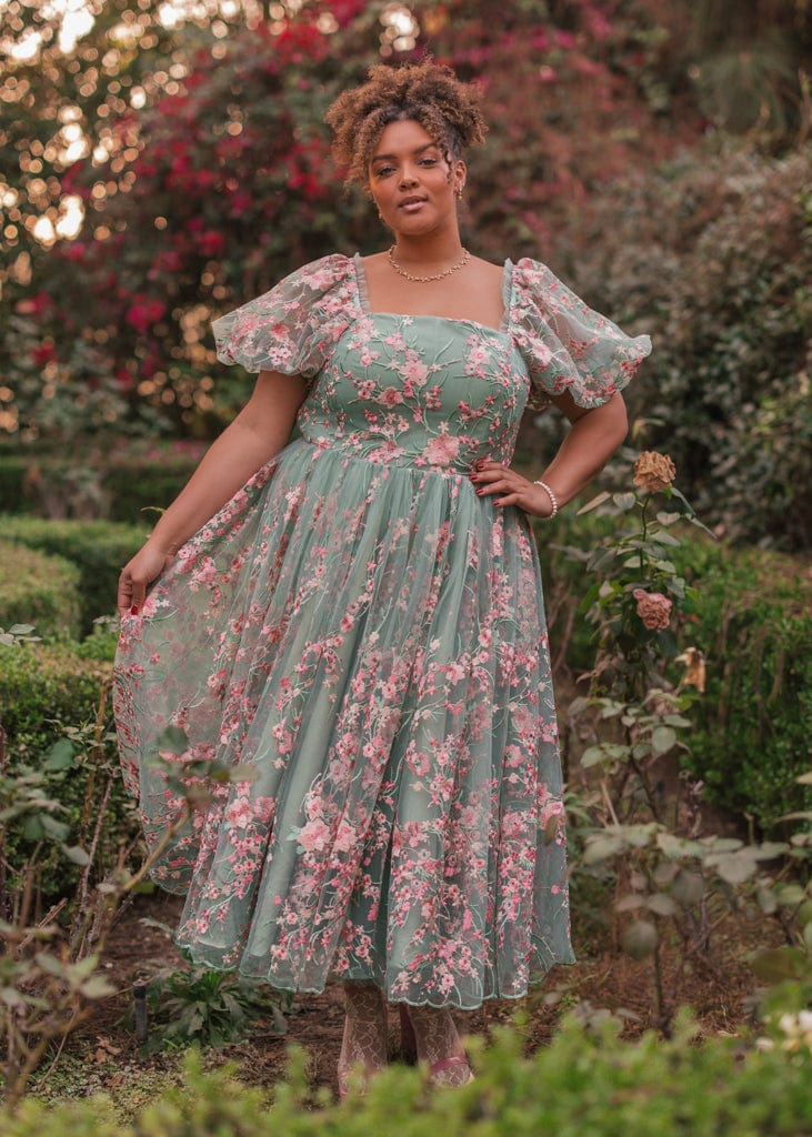 chic size inclusive model wearing JessaKae Blushing Meadow Dress Dresses