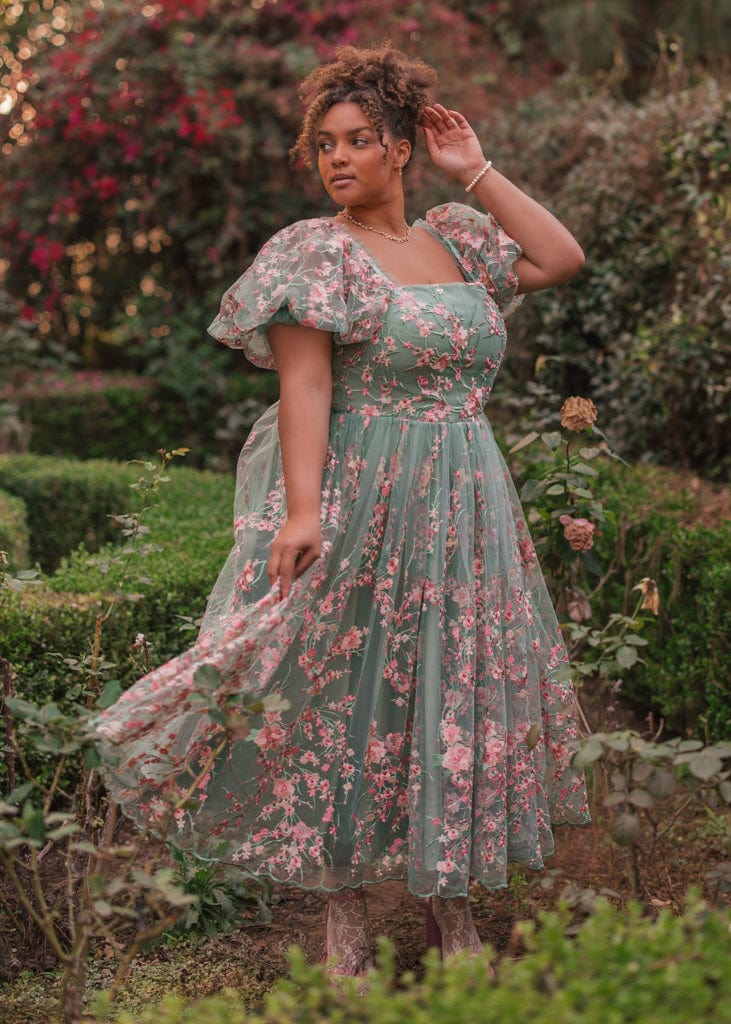 chic size inclusive model wearing JessaKae Blushing Meadow Dress Dresses