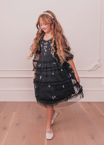 Camellia Girls Dress Girls Dress - JessaKae - Camellia Girls Dress_Black / 12-18M