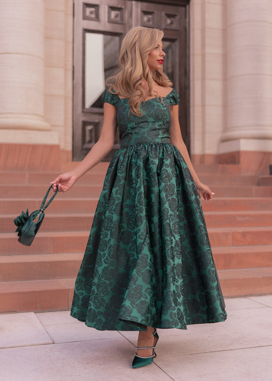 slim fit dress slacks Campbell Floral Print Corset Midi Dress - Green | Occasion Dress in Sizes  XXS–6X