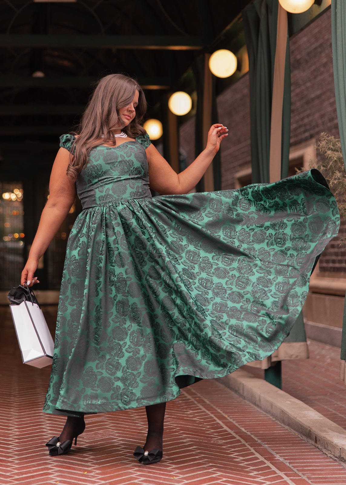 chic size inclusive model wearing JessaKae Campbell Dress