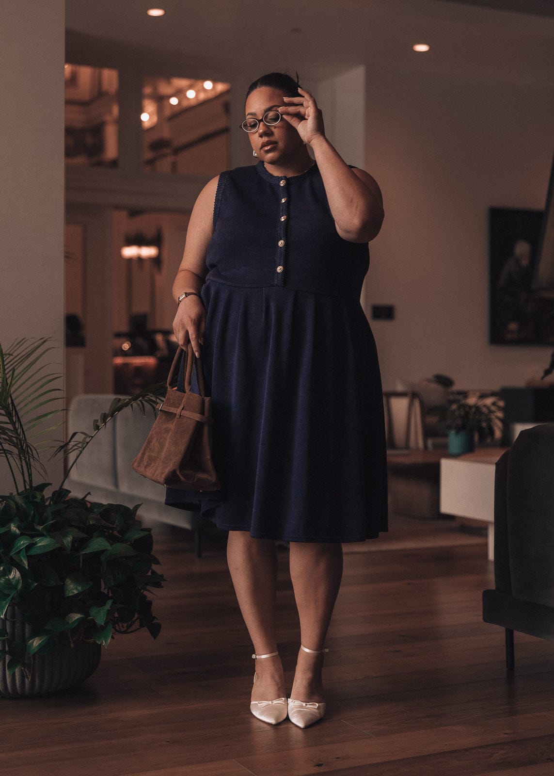 chic size inclusive model wearing JessaKae Carrie Dress