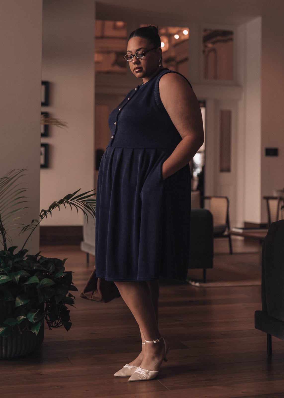 chic size inclusive model wearing JessaKae Carrie Dress