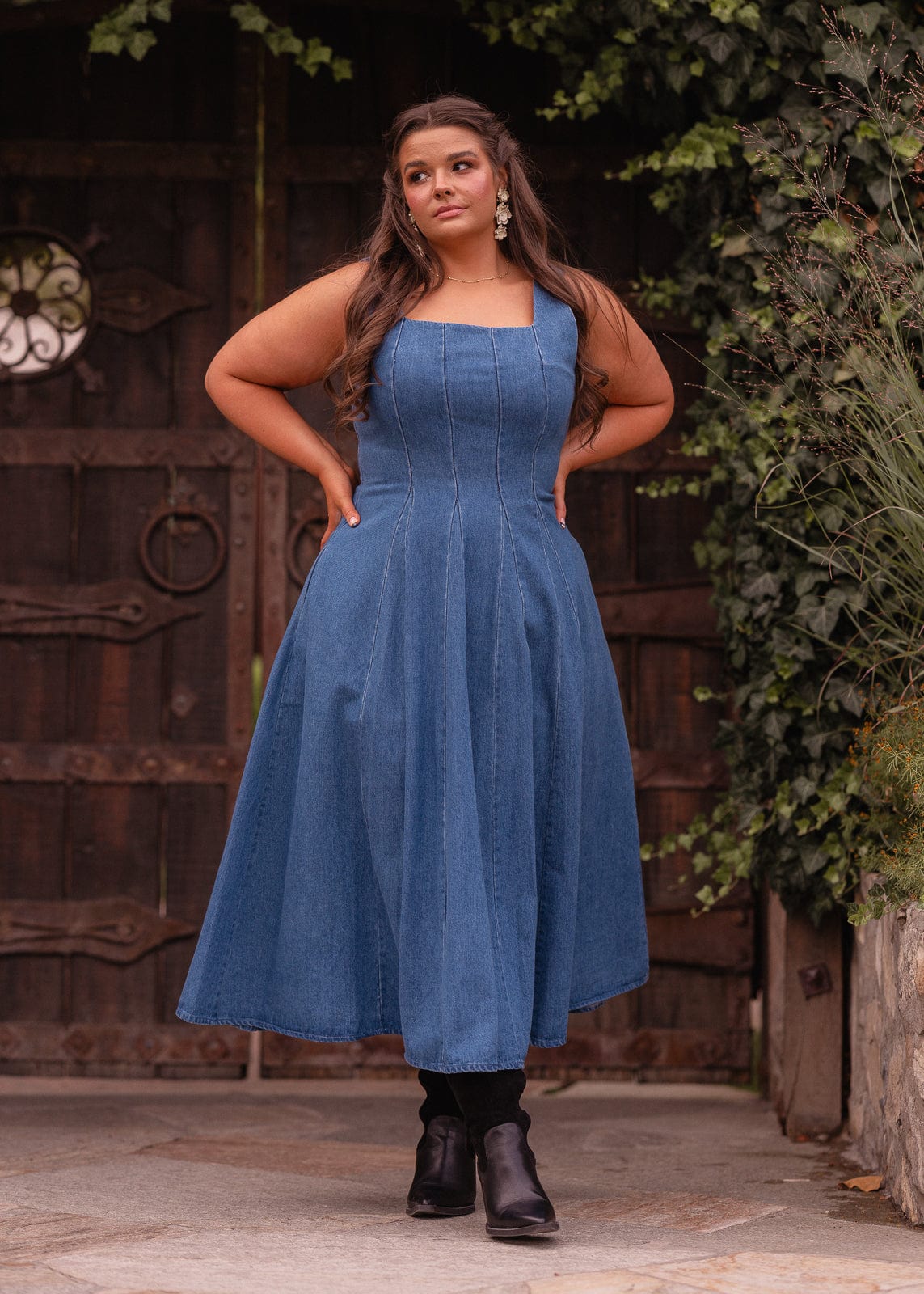 chic size inclusive model wearing JessaKae Cassie Dress