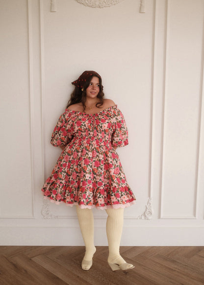 chic size inclusive model wearing JessaKae Cerise Dress