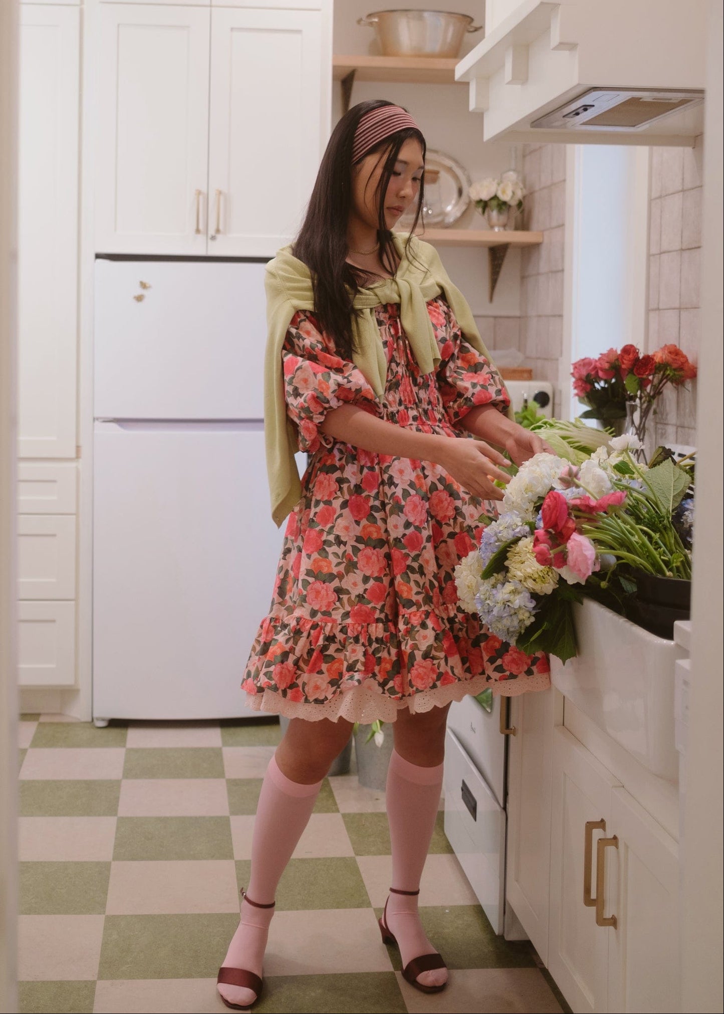 chic size inclusive model wearing JessaKae Cerise Dress