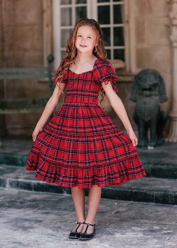 Clara Girls Dress Girls Dress - JessaKae - Clara Girls Dress_Red / 12-18M