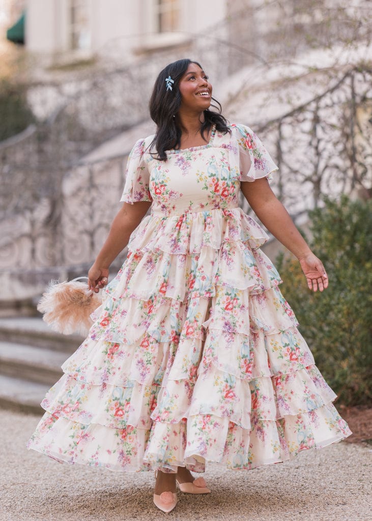 chic size inclusive model wearing JessaKae Clarabelle Dress