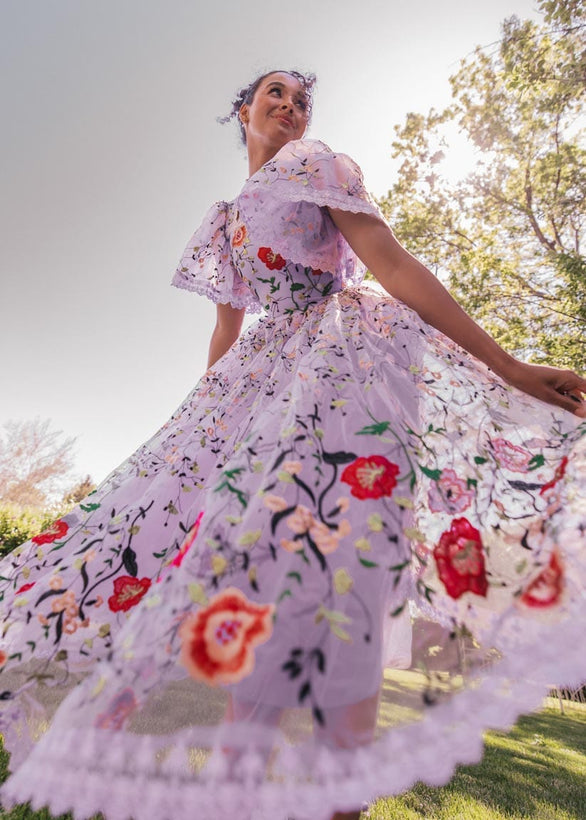 Darla Dress - Embroidered Lilac