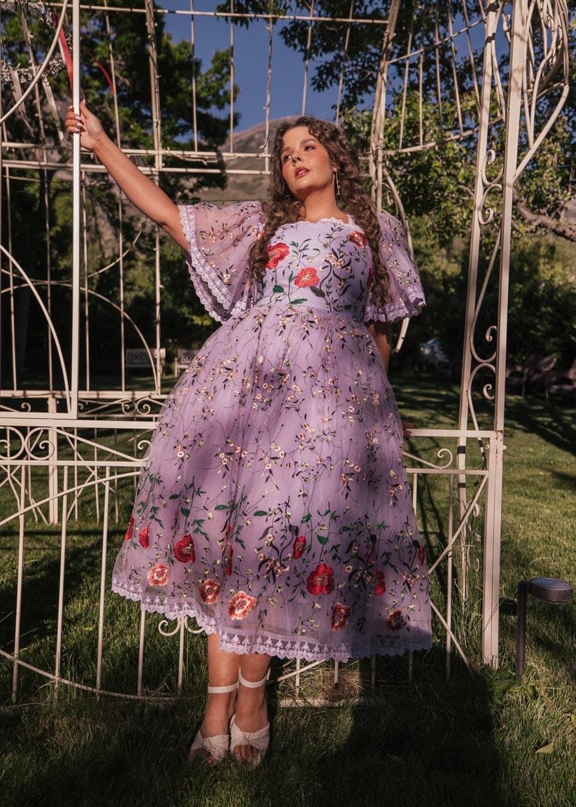 Darla Dress - Embroidered Lilac