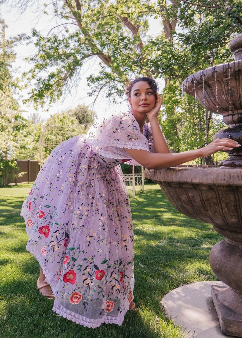 Darla Dress - Embroidered Lilac