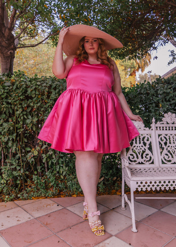 chic size inclusive model wearing JessaKae Darling Dress Pink / XXS Dresses