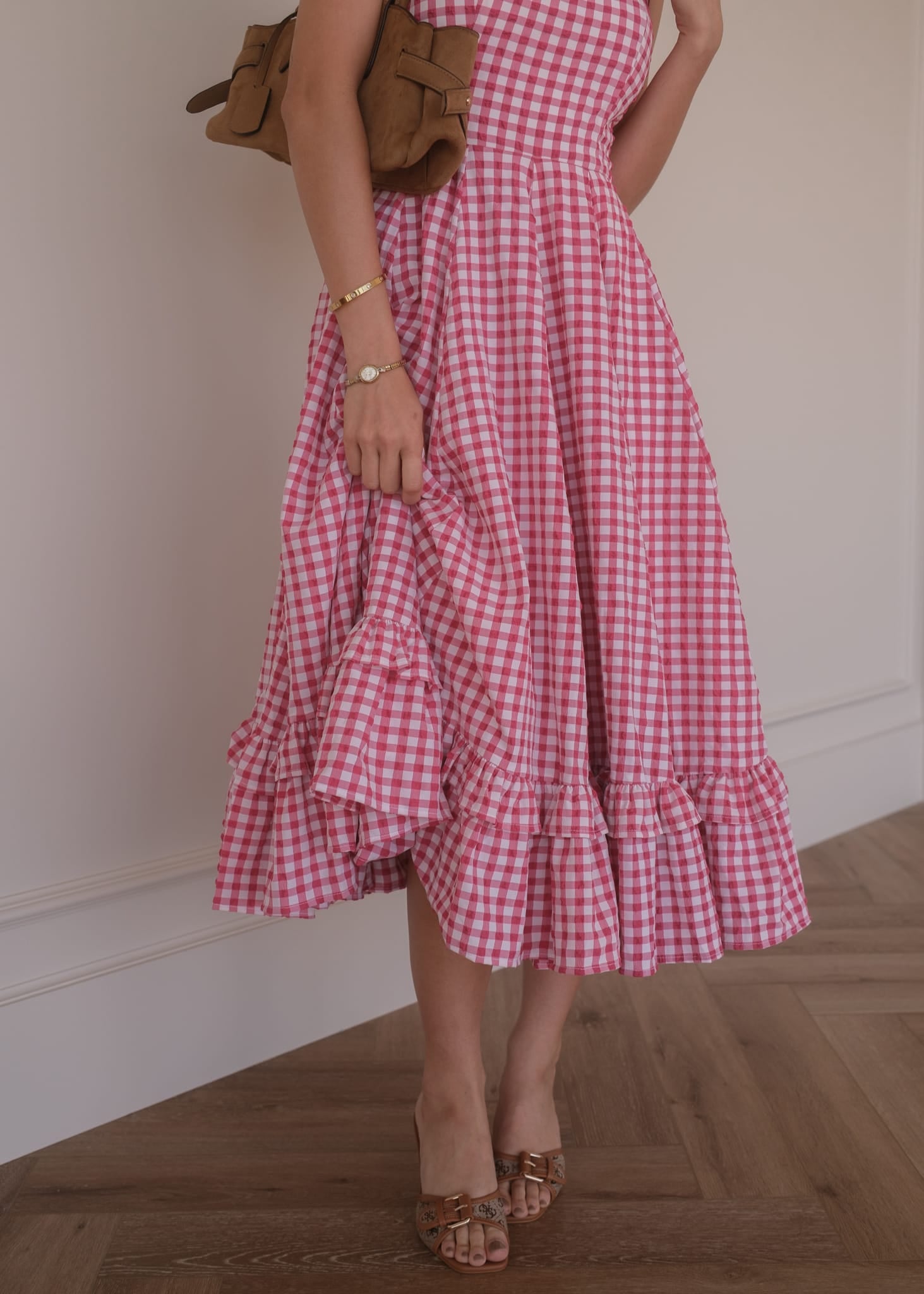 chic size inclusive model wearing JessaKae Daze Dress Red Gingham Dresses
