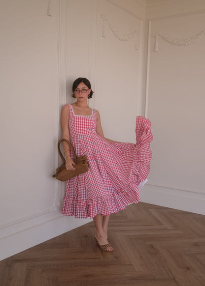 chic size inclusive model wearing JessaKae Daze Dress Red Gingham Dresses