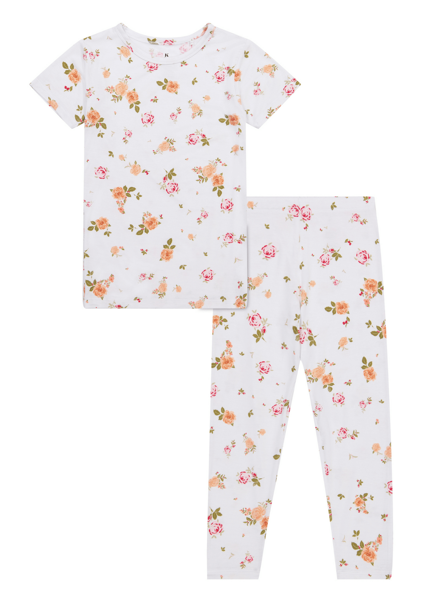 Delicate Rose Children's Pajama Set - White