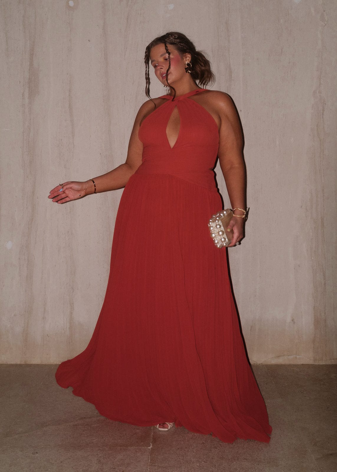 chic size inclusive model wearing JessaKae Delphine Dress