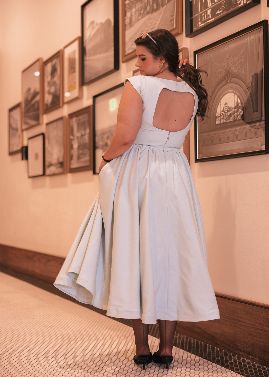 chic size inclusive model wearing JessaKae Diana Dress