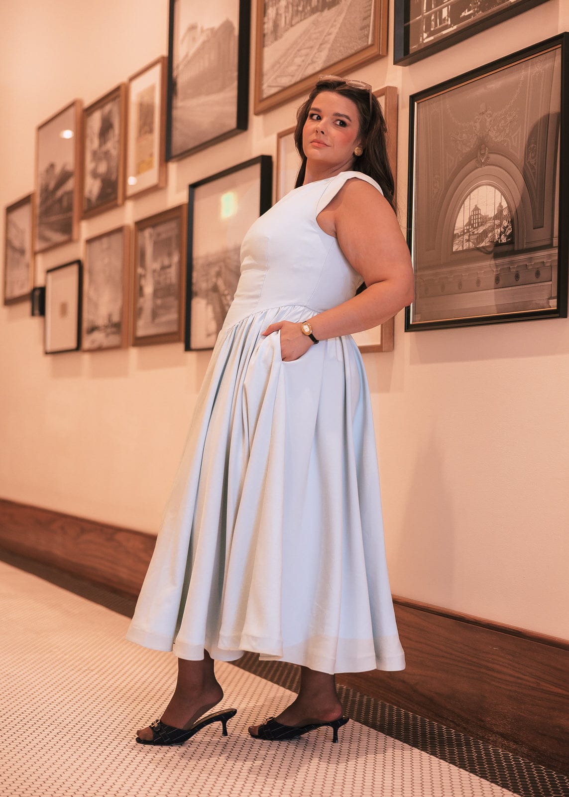 chic size inclusive model wearing JessaKae Diana Dress