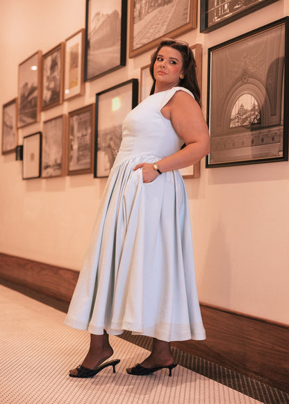 chic size inclusive model wearing JessaKae Diana Dress