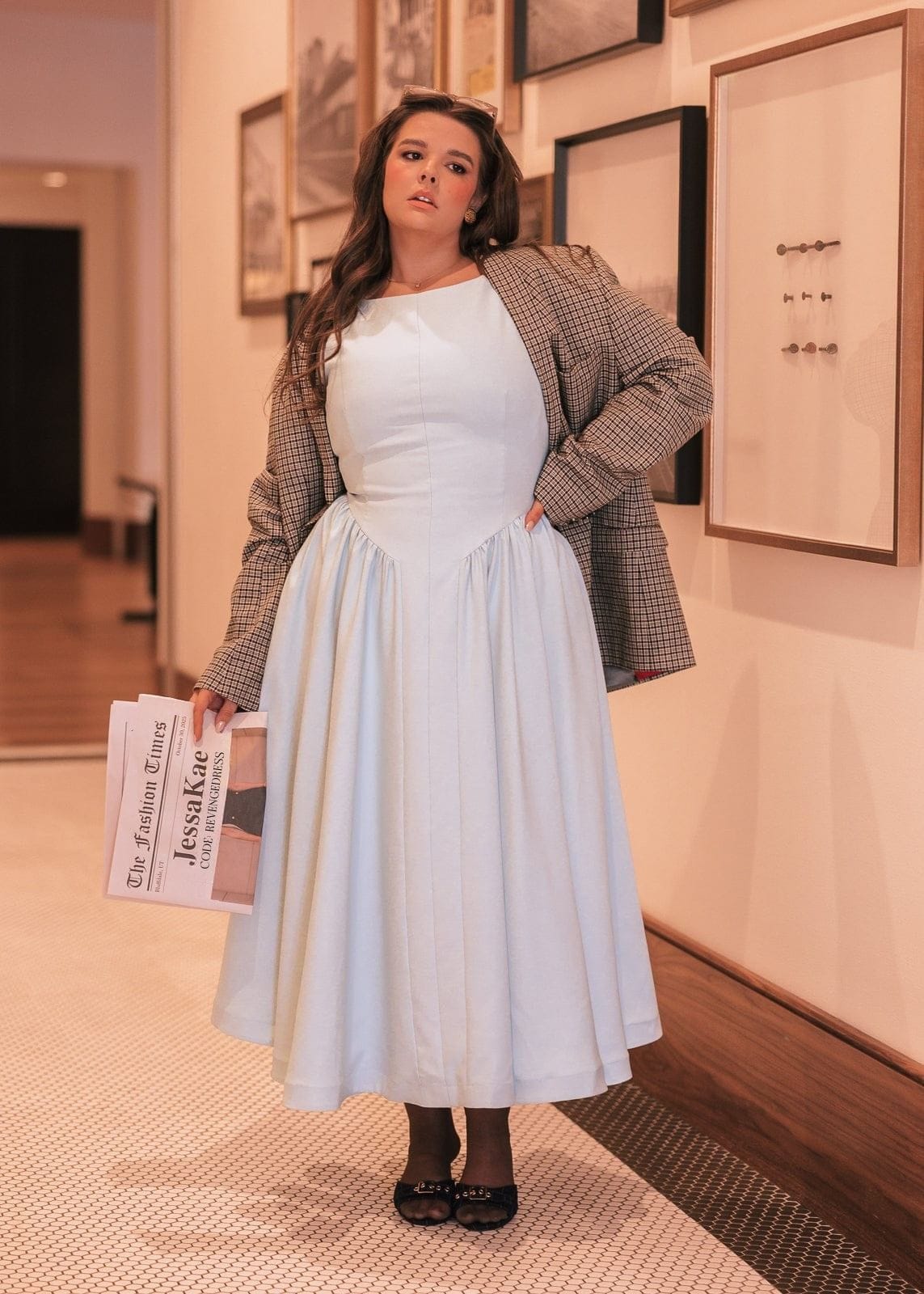 chic size inclusive model wearing JessaKae Diana Dress