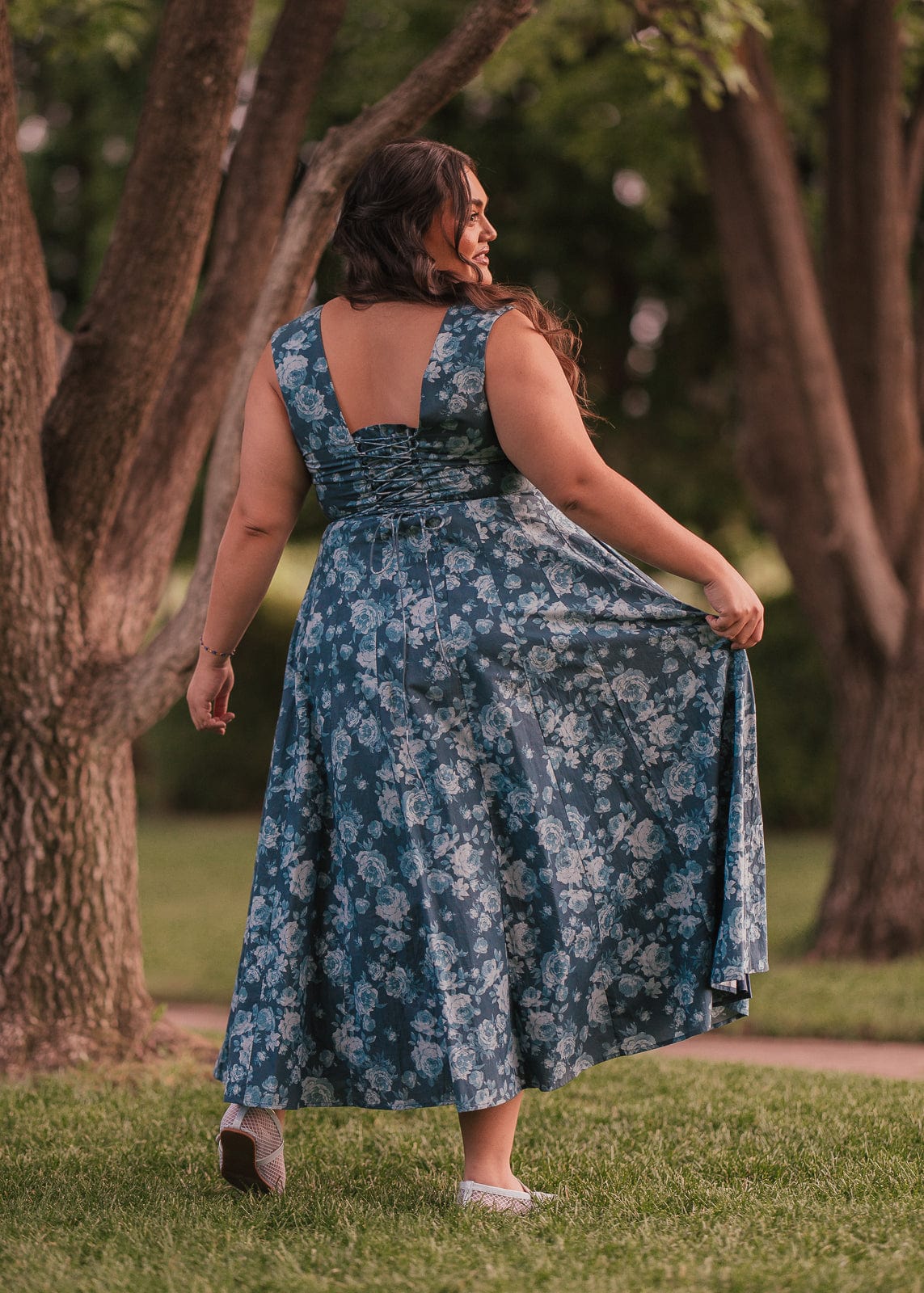 chic size inclusive model wearing JessaKae Dolly Dress