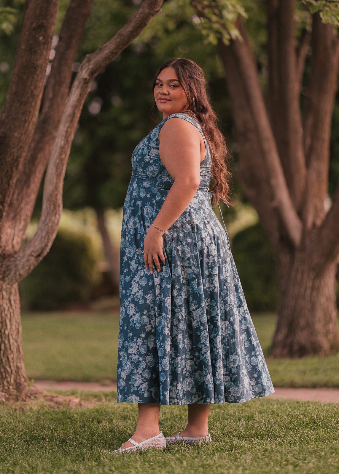 chic size inclusive model wearing JessaKae Dolly Dress