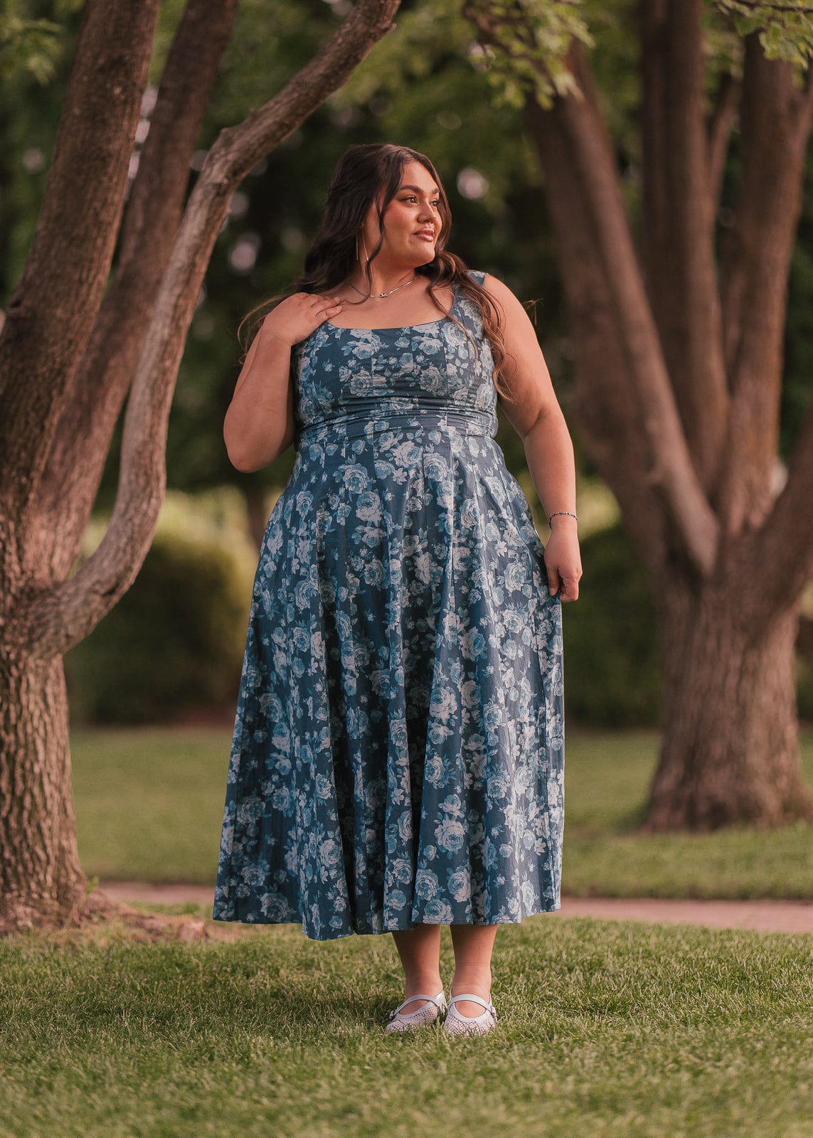 chic size inclusive model wearing JessaKae Dolly Dress