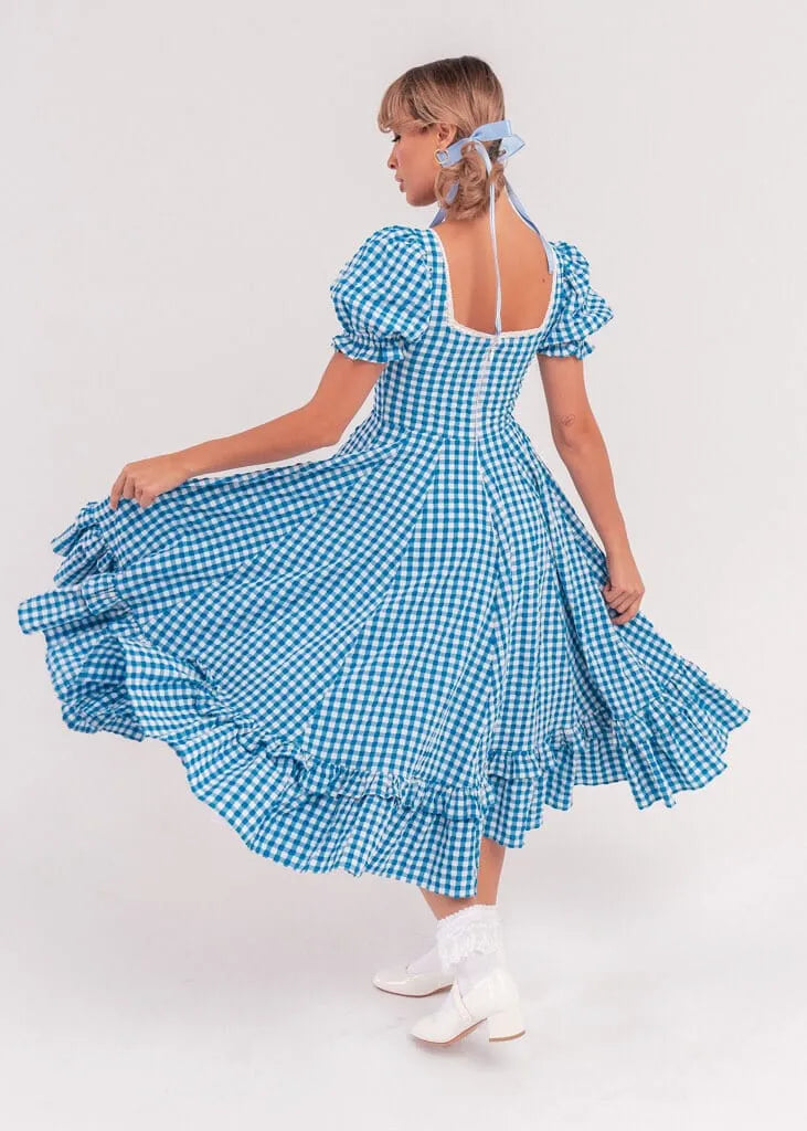 Blue Gingham Puff Sleeve Dress | Occasion Dress in Sizes XXS6X | JessaKae Blue Gingham Puff Sleeve Dress | Occasion Dress in Sizes XXS6X | JessaKae