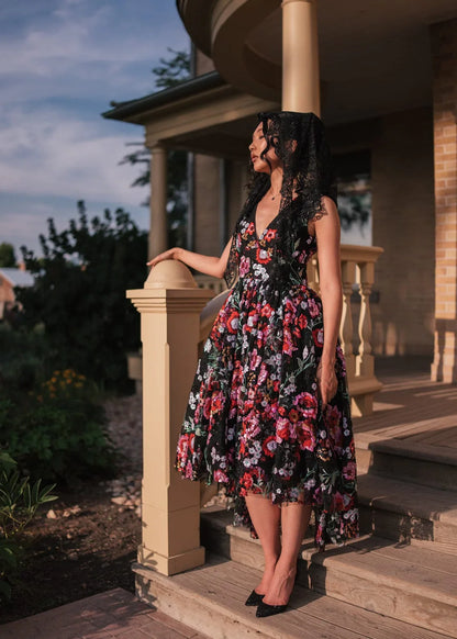 Ebony Rose Dress Dresses - JessaKae - Ebony Rose Dress - Black / XXS