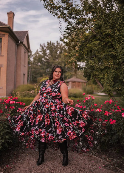 Ebony Rose Dress Dresses - JessaKae - Ebony Rose Dress - Black / XXS