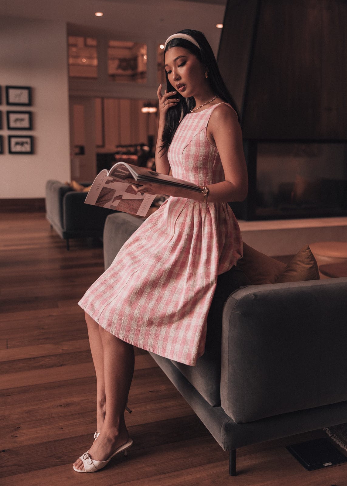 green emerald velvet dress Elle Drop Waist Gingham Dress - Pink | Occasion Dress in Sizes XXS–6X