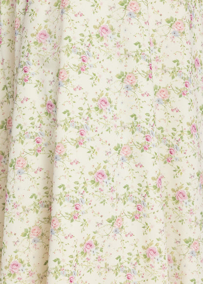 chic size inclusive model wearing JessaKae Elodie A-line Floral Midi Dress - Cream