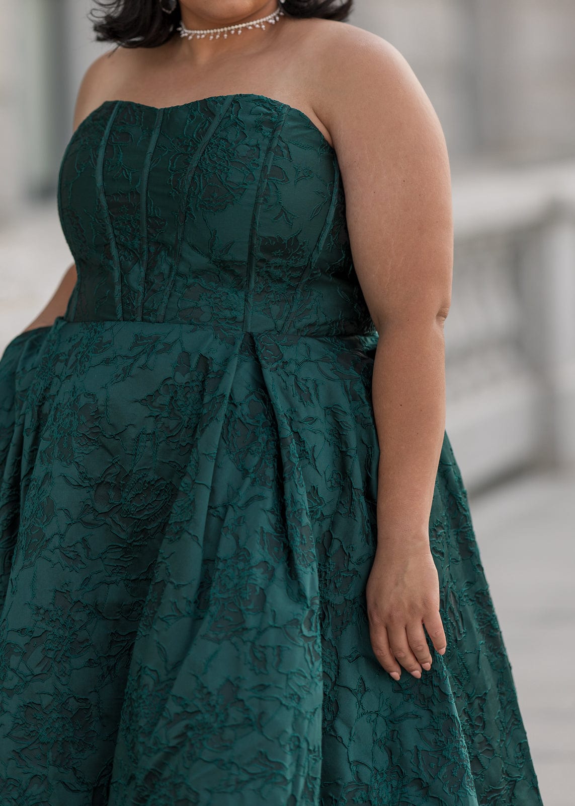 chic size inclusive model wearing JessaKae Enchanted Dress