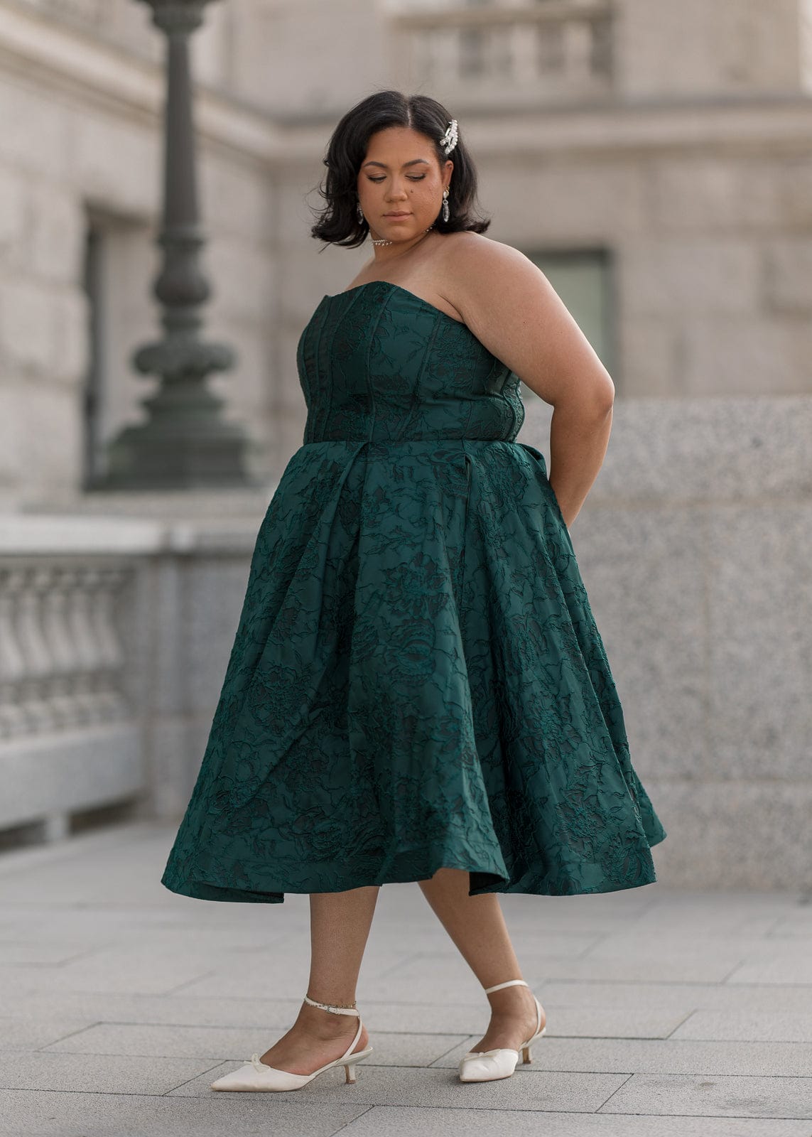 chic size inclusive model wearing JessaKae Enchanted Dress