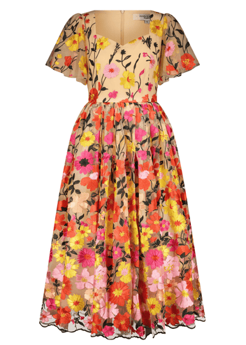 chic size inclusive model wearing JessaKae English Garden Dress Dresses Dress_Garden Pink / XS