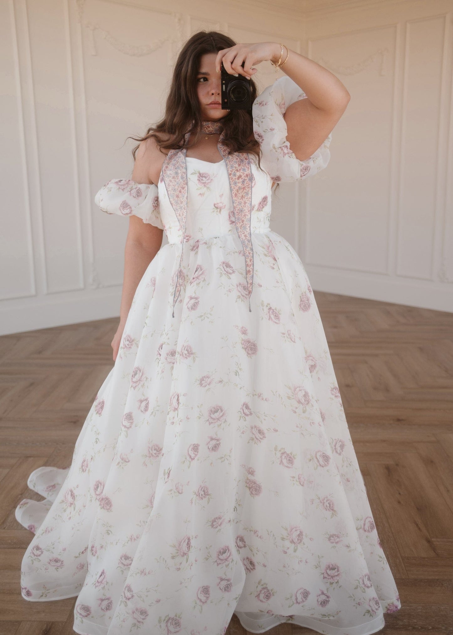 chic size inclusive model wearing JessaKae Evangeline Dress