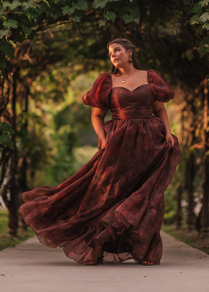 chic size inclusive model wearing JessaKae Fable Dress