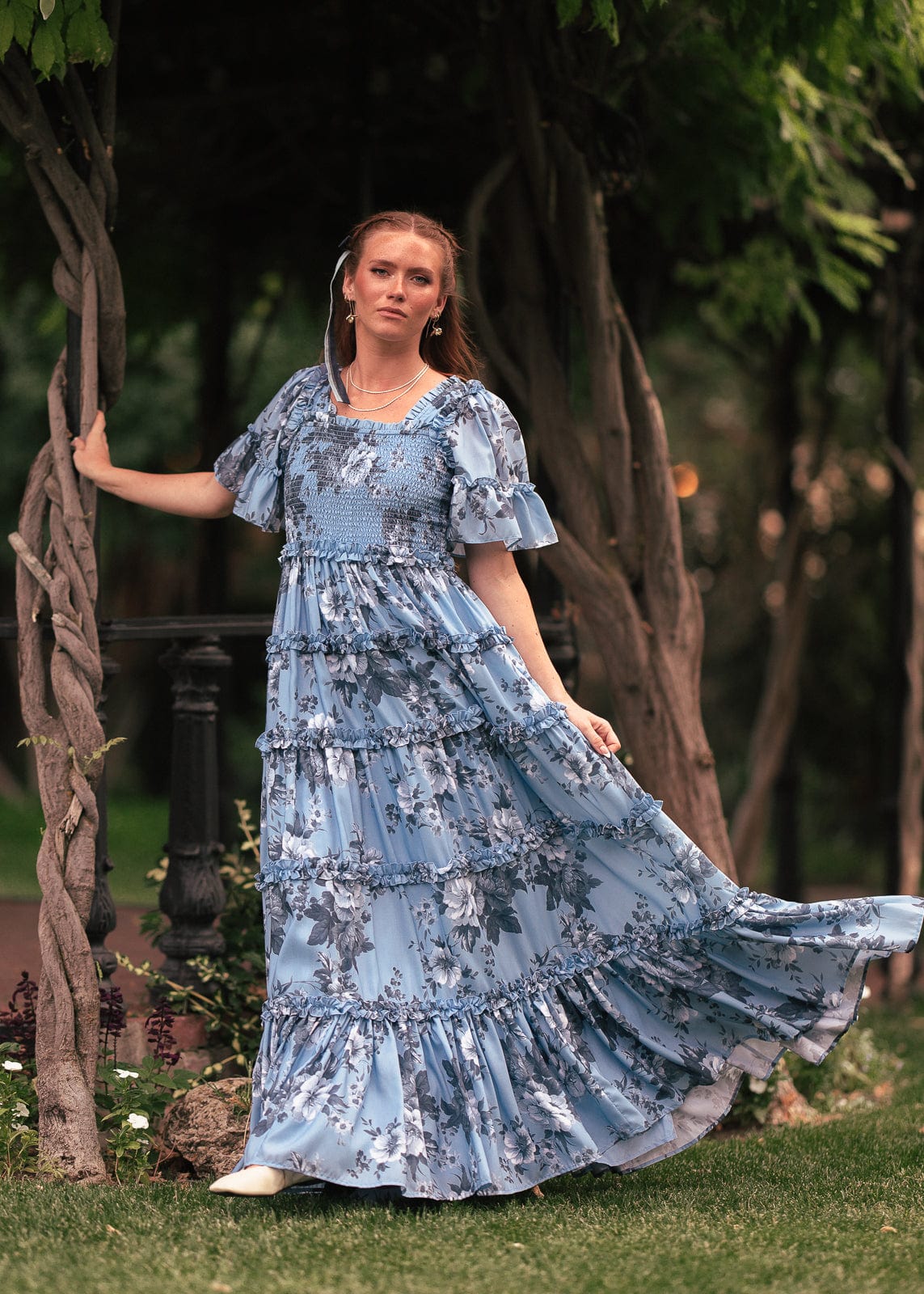 chic size inclusive model wearing JessaKae Faeryn Dress