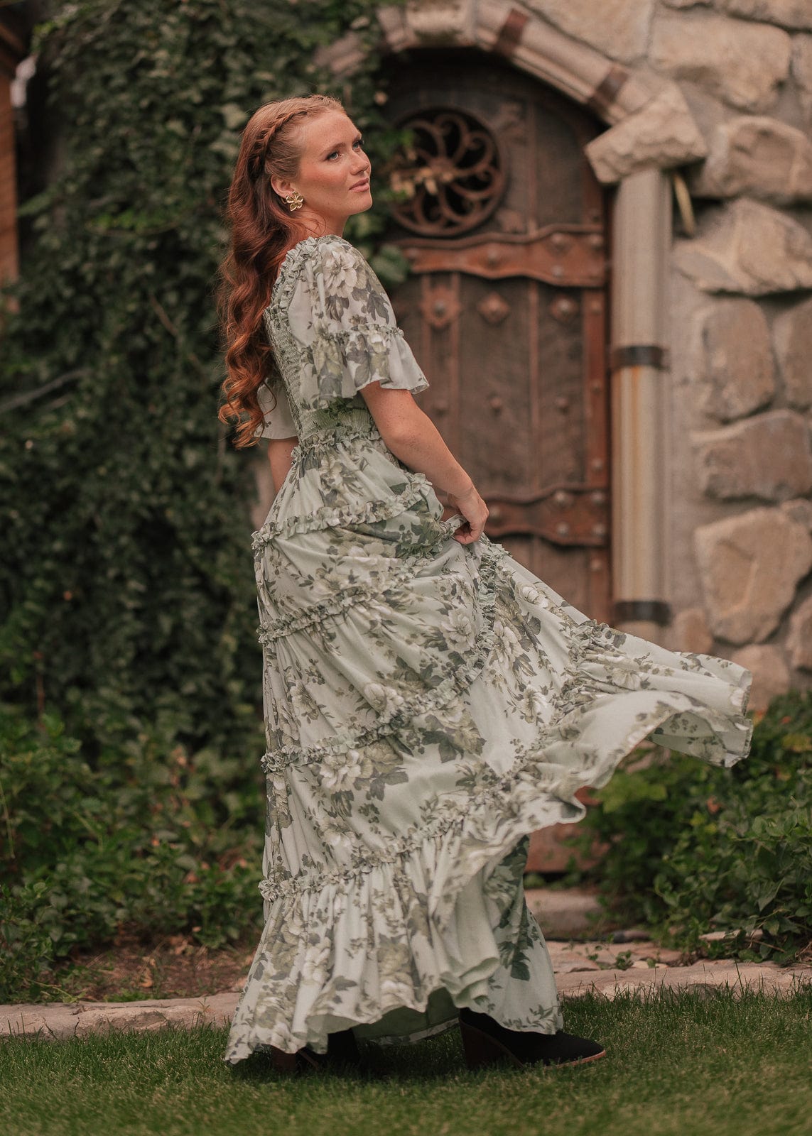 chic size inclusive model wearing JessaKae Faeryn Dress