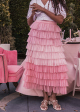 chic size inclusive model wearing JessaKae Falling Petals Skirt Skirts